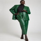 High Waisted Pleated Leather Pant image number null