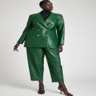 High Waisted Pleated Leather Pant image number null