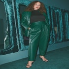 High Waisted Pleated Leather Pant image number null