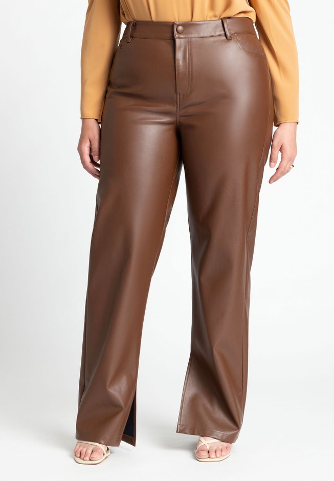 Slit Hem Faux Leather Pant image number 1