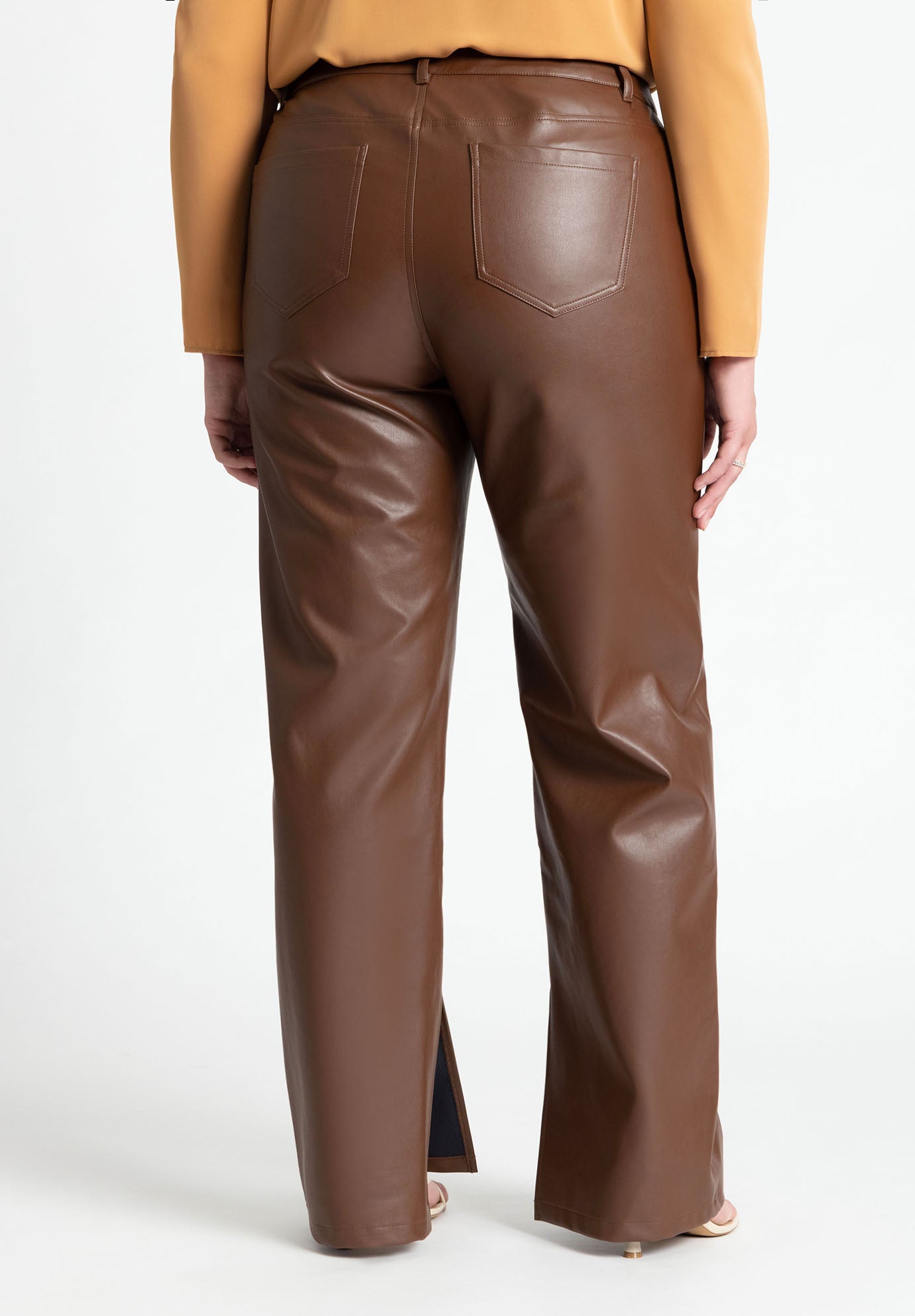 Slit Hem Faux Leather Pant image number 2