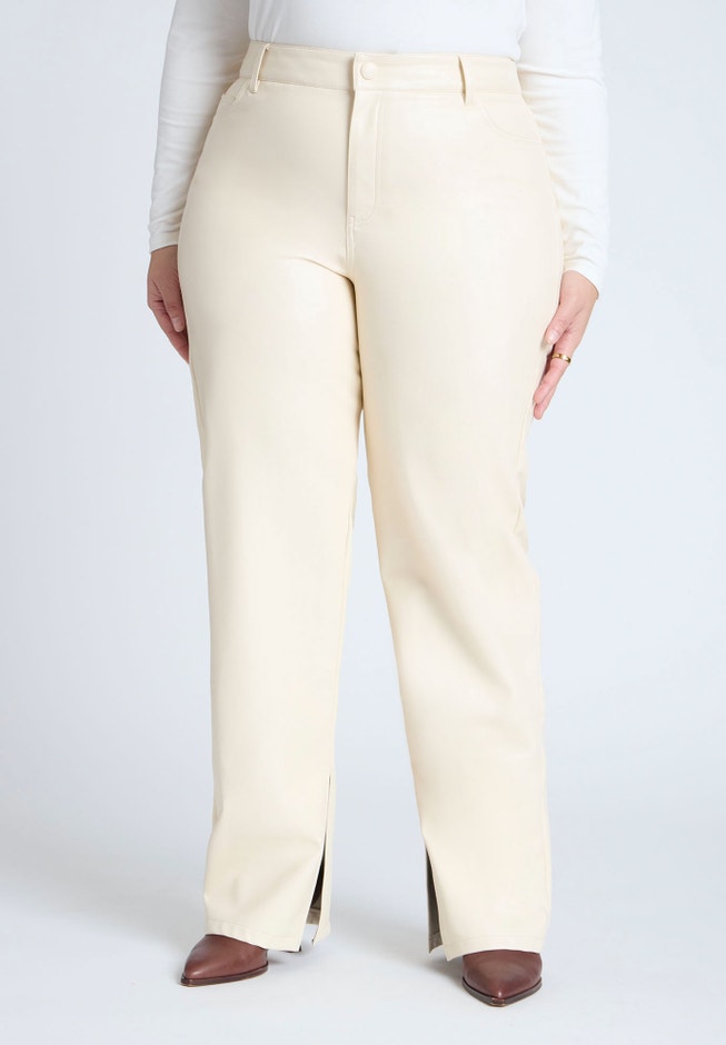 Slit Hem Faux Leather Pant image number null