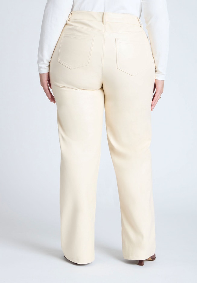 Slit Hem Faux Leather Pant image number null