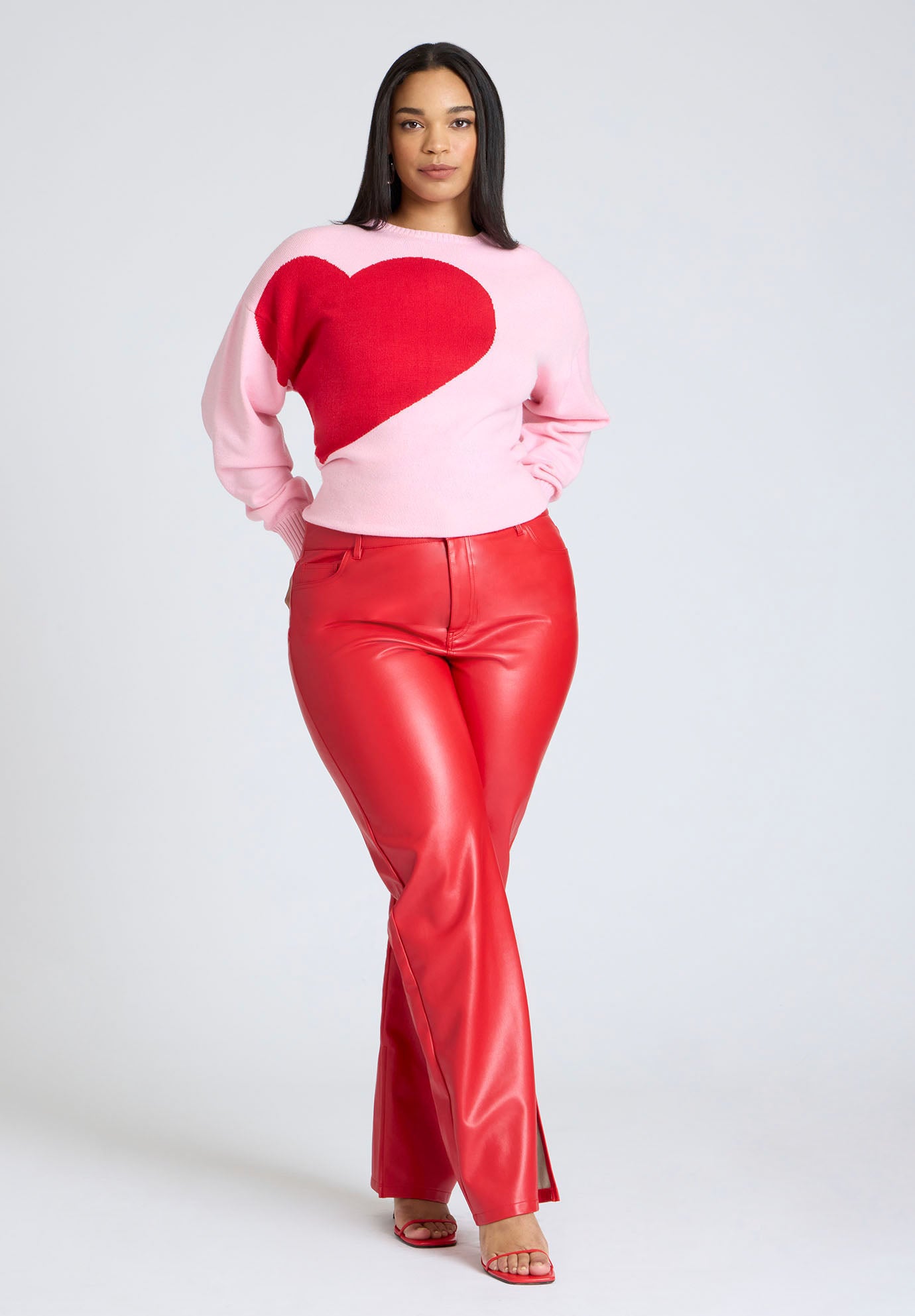 Slit Hem Faux Leather Pant image number 1