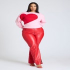 Slit Hem Faux Leather Pant image number null