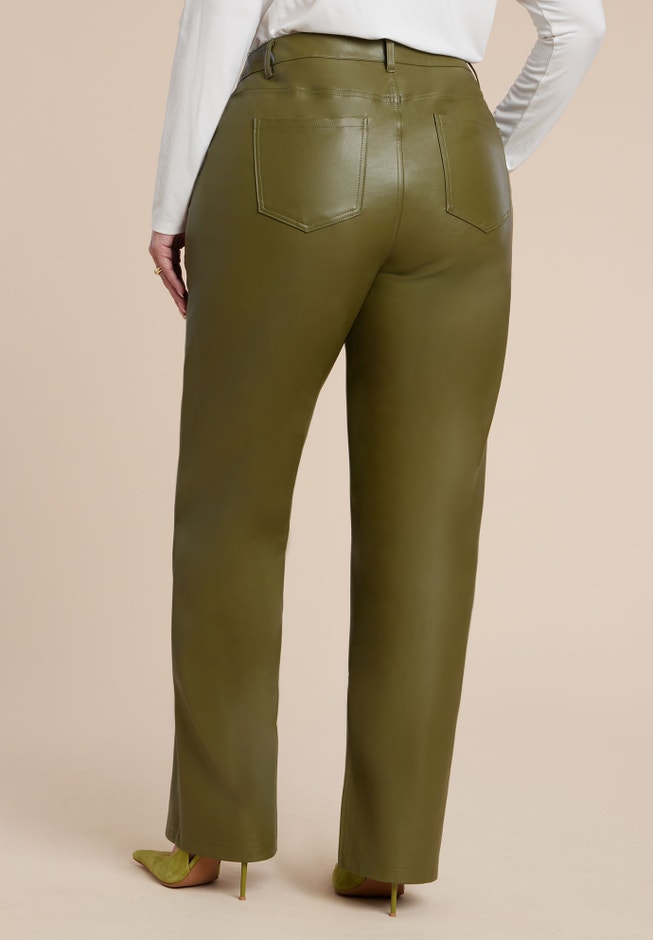 Slit Hem Faux Leather Pant image number 1