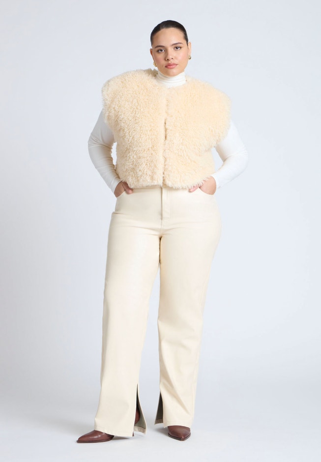 Slit Hem Faux Leather Pant image number null
