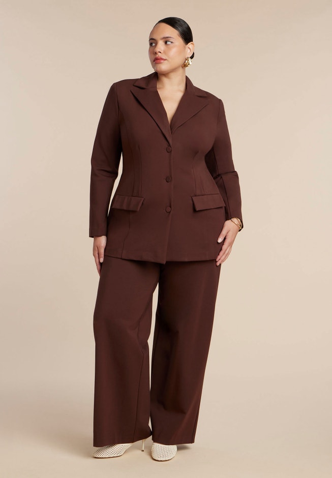 Wide Leg Stretch Work Pant Ultimate Style, Chicory Coffee ELOQUII