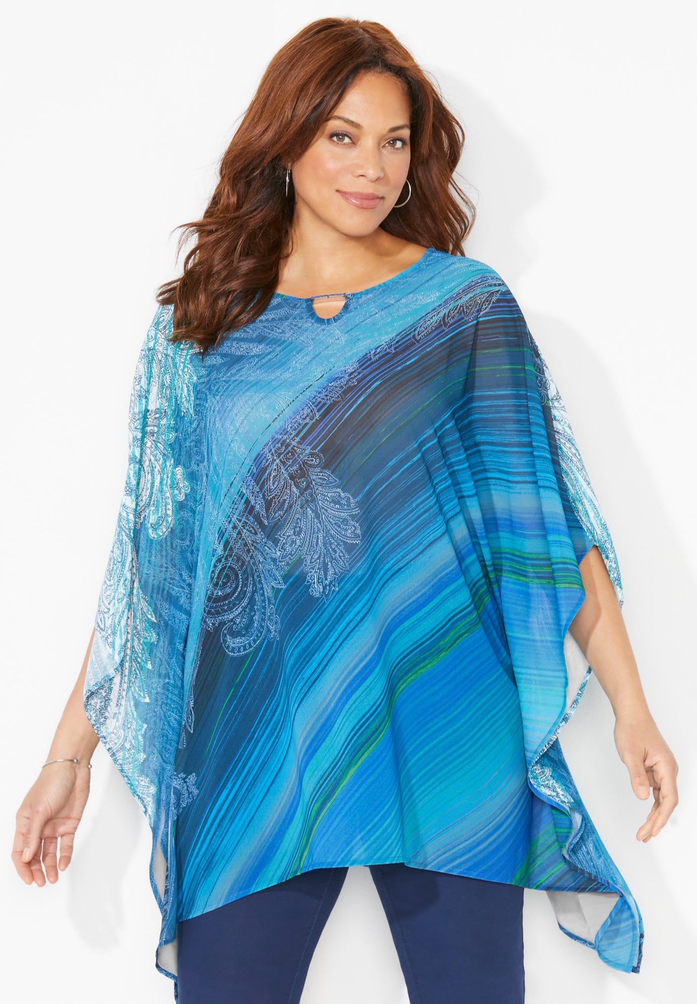 Keyhole Georgette Poncho image number 0