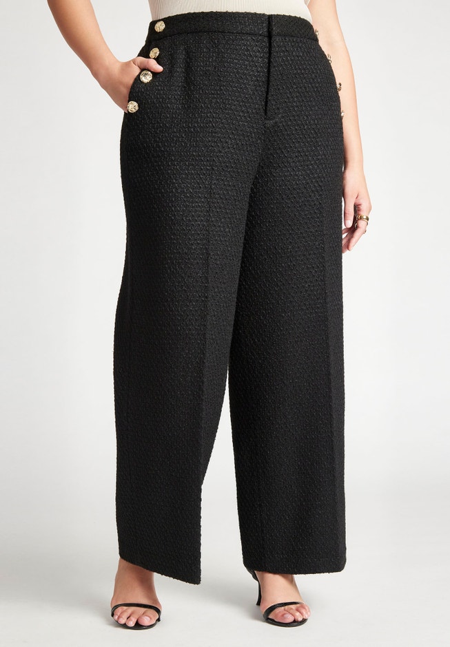 Button Detail Tweed Trouser image number 2