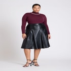 Faux Leather Full Midi Skirt image number null