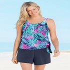 Scoop-Neck Blouson Tummy Control Two-Piece Swim Set image number null