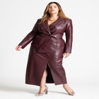 Faux Leather Column Skirt With Slit image number null