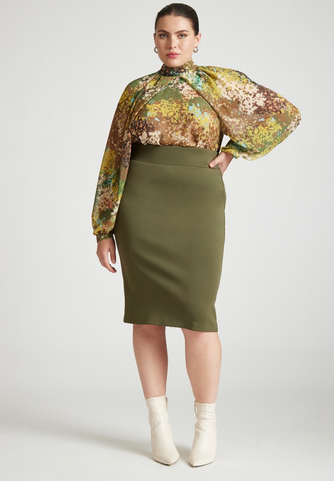 Neoprene Pencil Skirt image number null