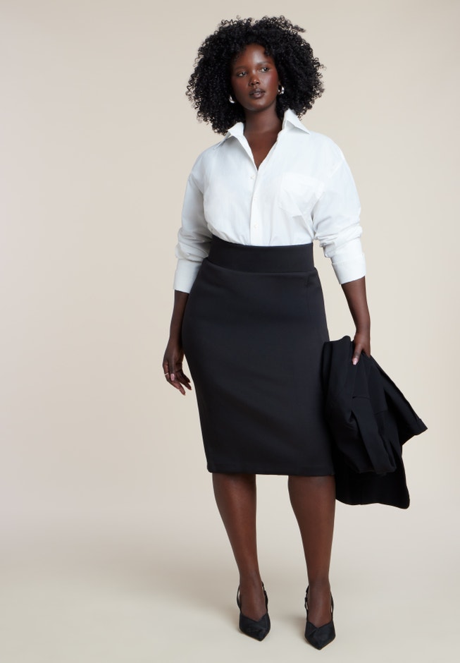 Neoprene Pencil Skirt - Medium Stretch Scuba Fabric, Black Onyx | ELOQUII Neoprene Pencil Skirt - Medium Stretch Scuba Fabric, Black Onyx | ELOQUII