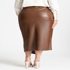 Wrap Front Faux Leather Midi Skirt image number null