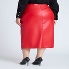 Wrap Front Faux Leather Midi Skirt image number null