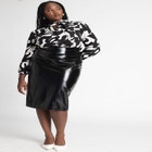 Faux Leather Column Midi Skirt image number null