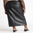 Faux Leather Column Skirt With Slit image number null