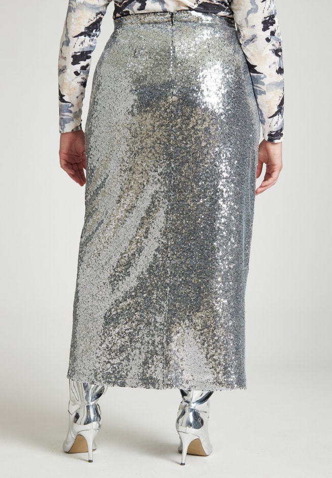 Sequin Shimmer Maxi Skirt With Slit image number 5