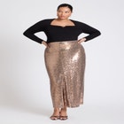 Sequin Shimmer Maxi Skirt With Slit image number null