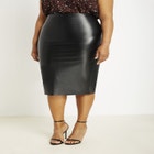 Faux Leather Column Midi Skirt image number null