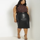 Faux Leather Column Midi Skirt image number null