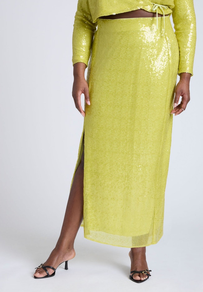 Sequin Column Midi Skirt
