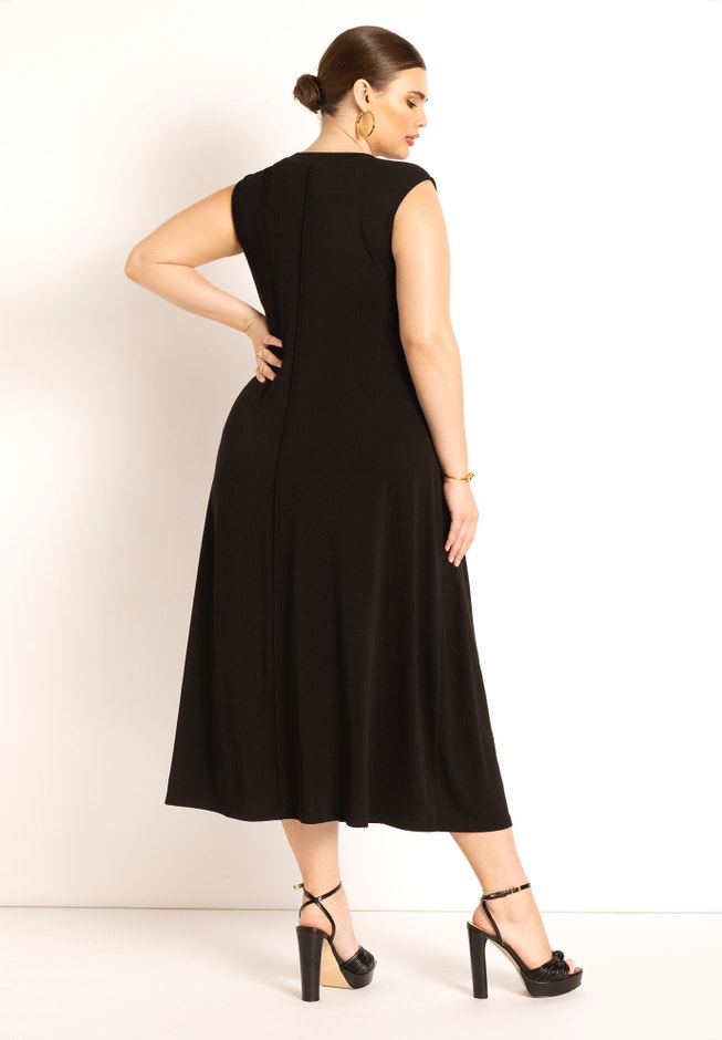 Knit Midi Dress with Twist Front Design, 4473389 | ELOQUII Knit Midi Dress with Twist Front Design, 4473389 | ELOQUII