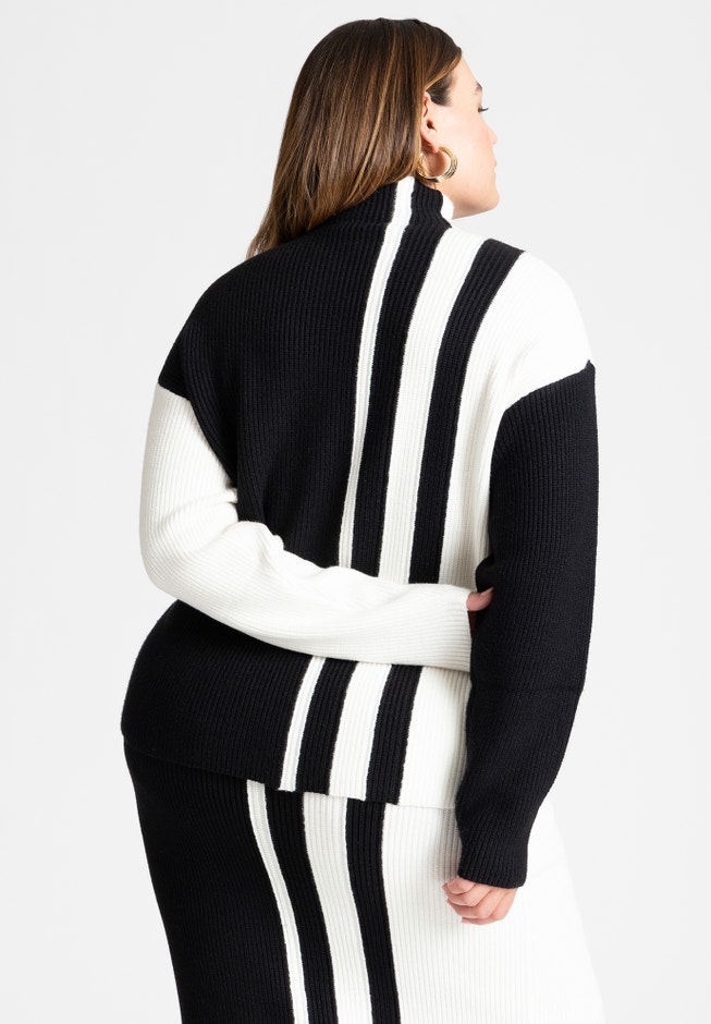 Vertical Stripe Colorblock Sweater image number 2