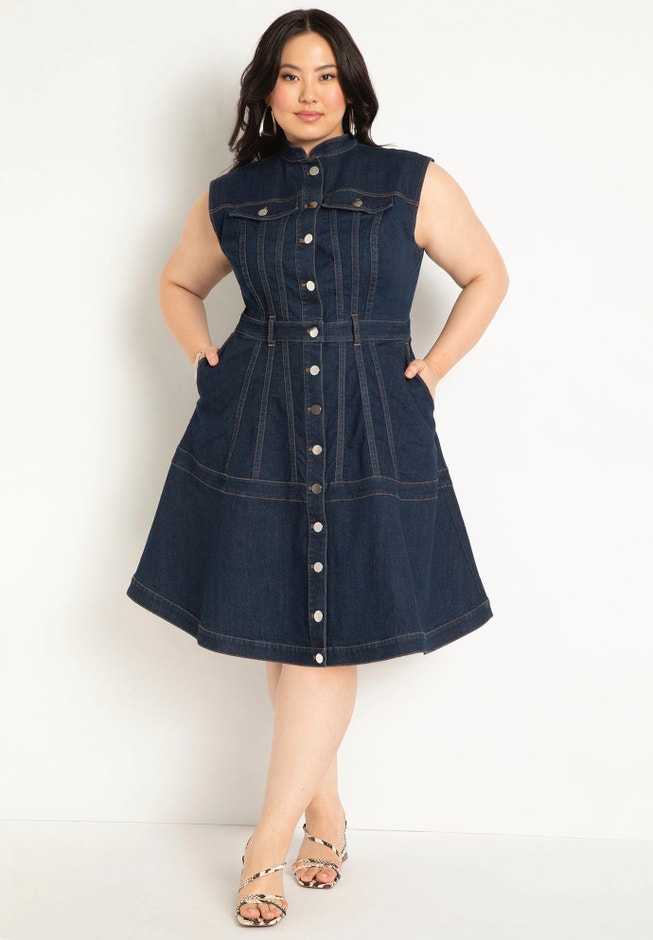 Fit & Flare Denim Dress image number 0