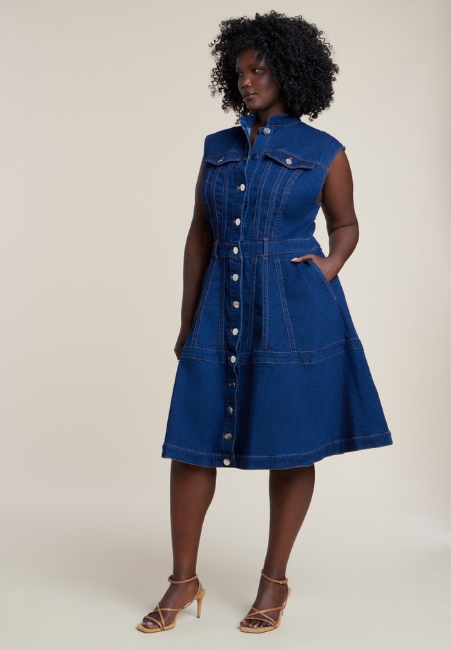 Fit & Flare Denim Dress Fit & Flare Denim Dress
