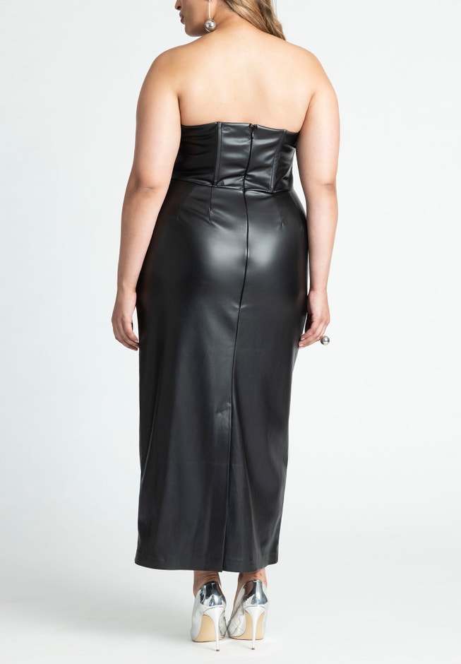 Leather Corseted Column Dress image number 2