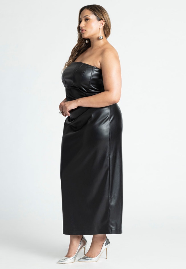 Leather Corseted Column Dress image number 3