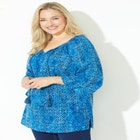 Sequin Trim Gauze Peasant Blouse image number null