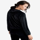 Stretch Velour Zip Front Long Sleeve Jacket With Hood image number null