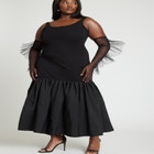 Knit Dress With Taffeta Skirt image number null