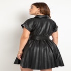 Faux Leather Dress With Pleated Skirt image number null