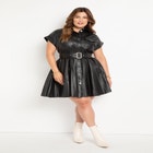 Faux Leather Dress With Pleated Skirt image number null