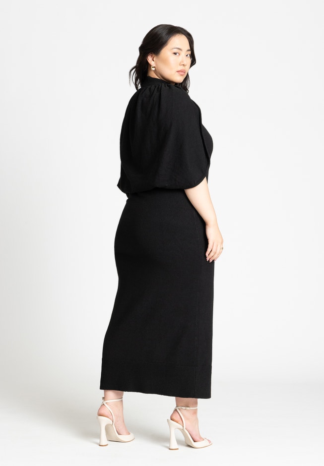ELOQUII Women's Plus Size Sweater Cape Dress - Black Onyx ELOQUII Women's Plus Size Sweater Cape Dress - Black Onyx
