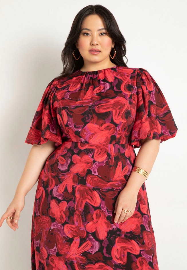 Puff Sleeve Fitted Dress image number 2