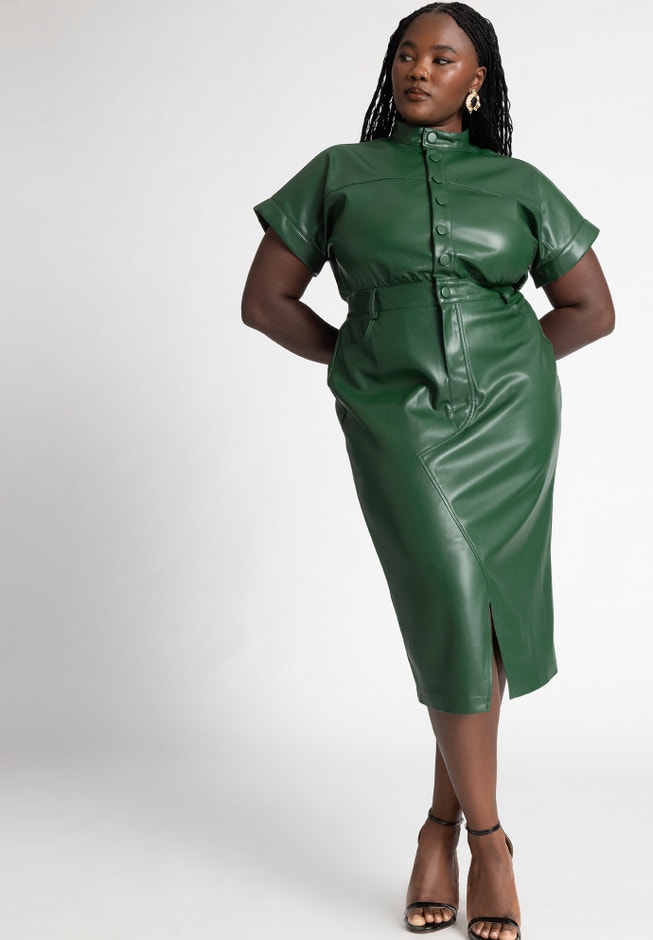 Faux Leather Midi Dress image number 3