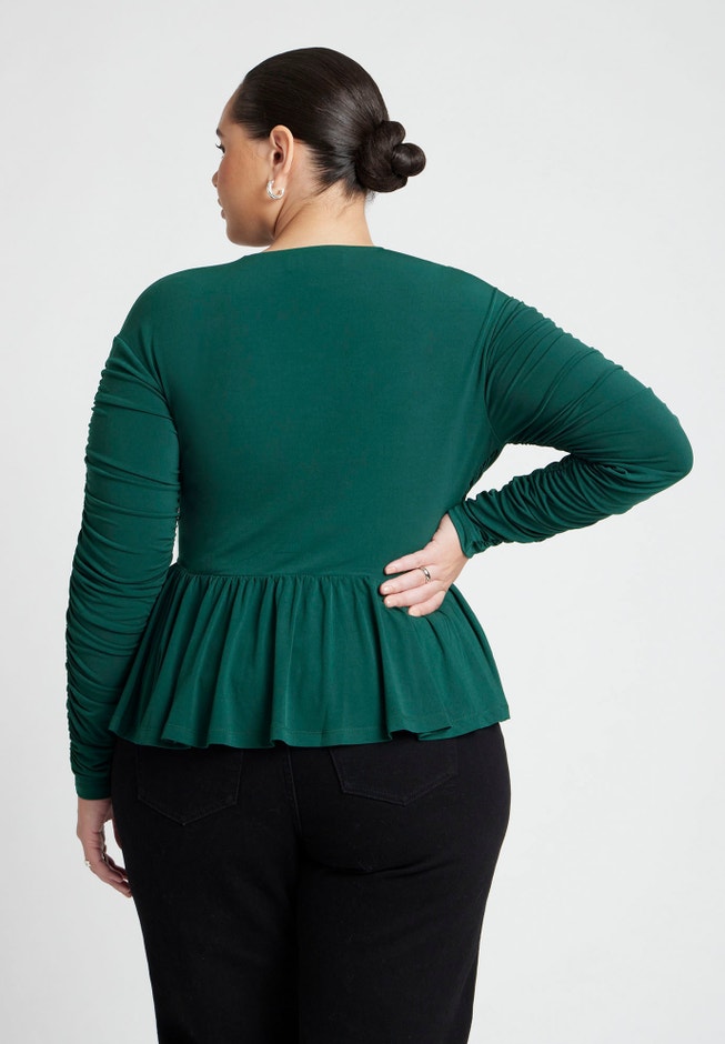 Shirred Peplum Top image number 1