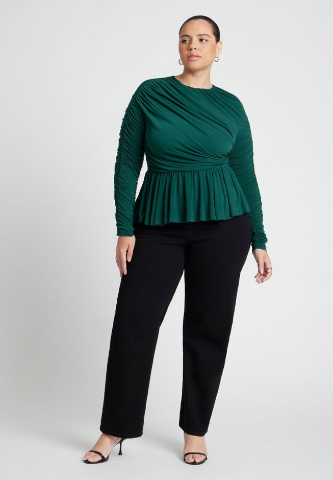 Shirred Peplum Top image number 2