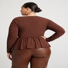 Shirred Peplum Top image number null