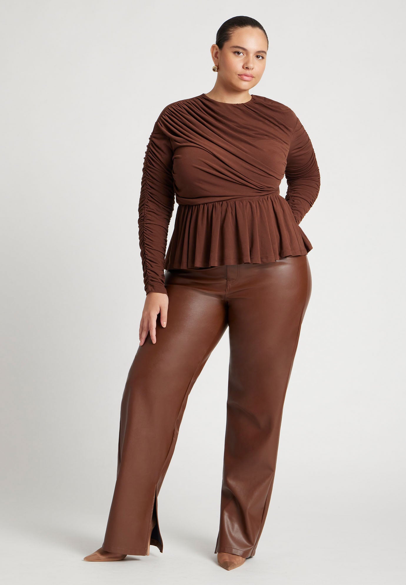 Shirred Peplum Top image number 2