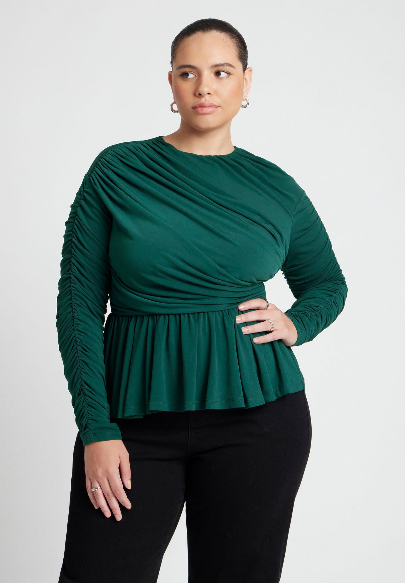 Shirred Peplum Top image number 0