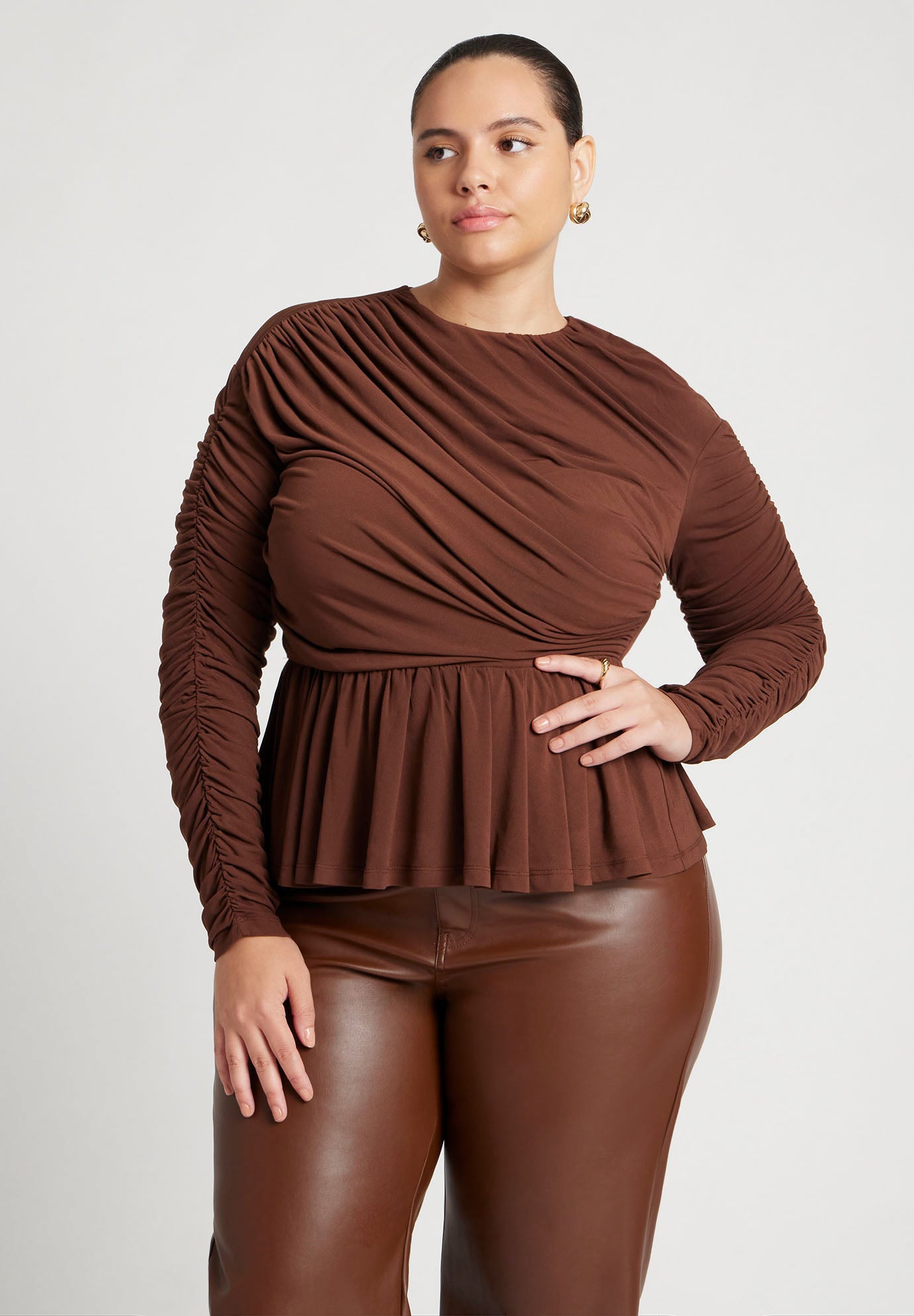 Shirred Peplum Top image number 0