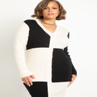 Colorblock Sweater Cardigan Dress image number null