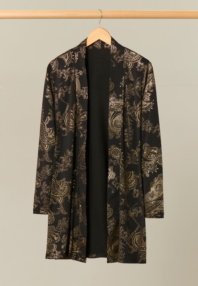 Stretch Knit Open Front Knit Topper image number 1